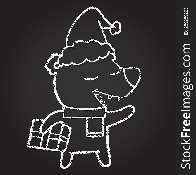 Christmas Bear Chalk Drawing