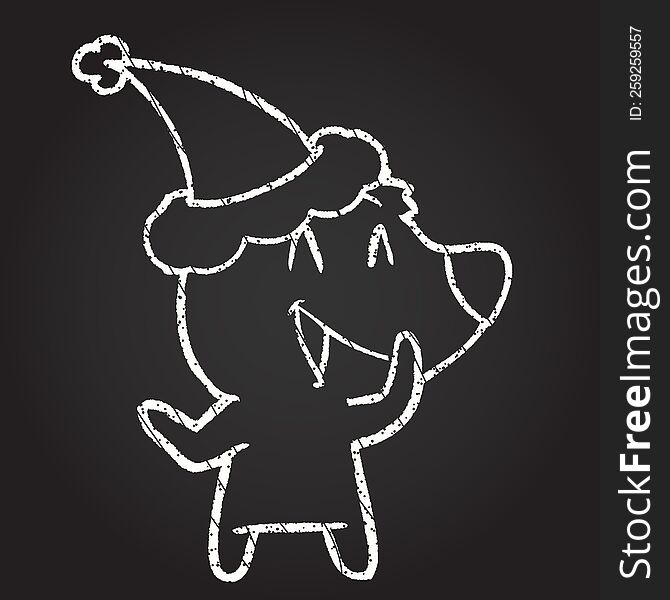 Christmas Bear Chalk Drawing