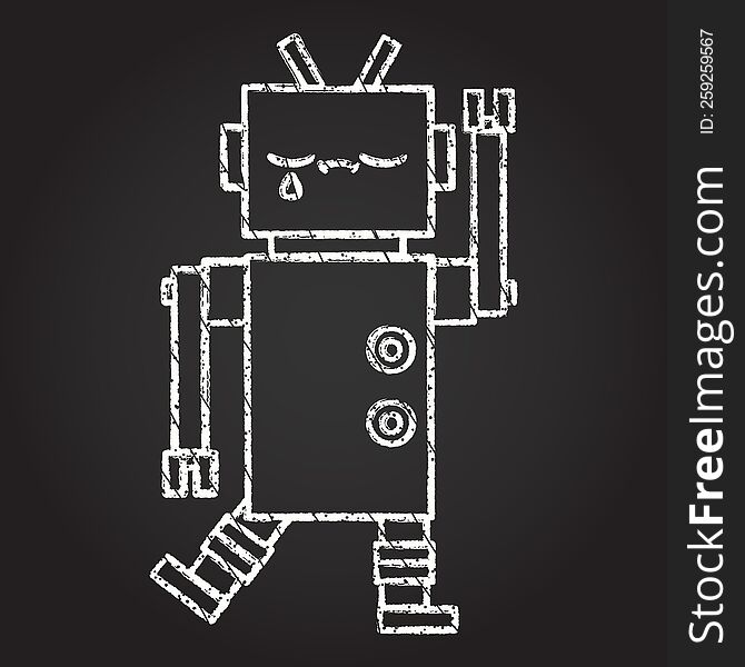Sad Robot Chalk Drawing