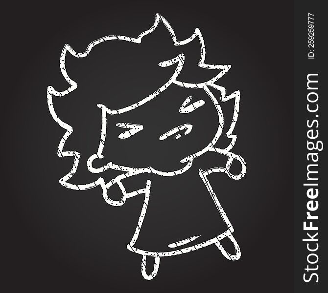 Angry girl Chalk Drawing