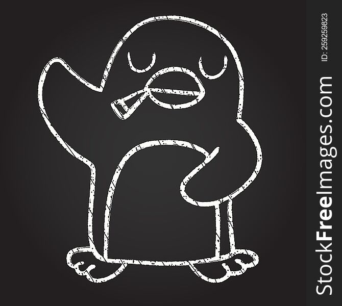 Penguin Smoking Chalk Drawing