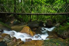 Bridge Over The Waterfall Stock Image