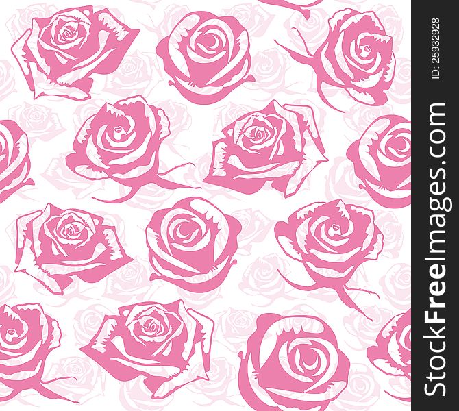 Seamless pink flower background. Vector illustration