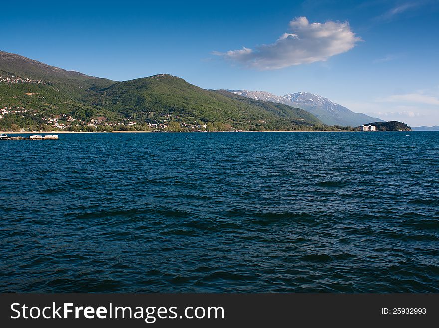 The coast line of lake Ohrid in Macedonia. The coast line of lake Ohrid in Macedonia