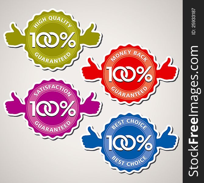 Labels of 100% guaranted. Vector illustration. Labels of 100% guaranted. Vector illustration