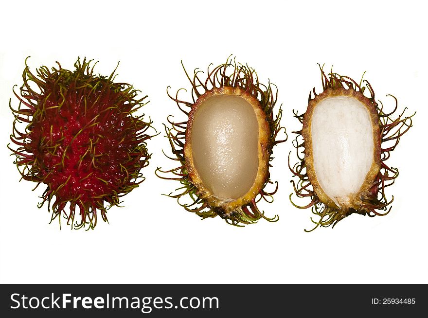 Rambutan fruits isolated on white background