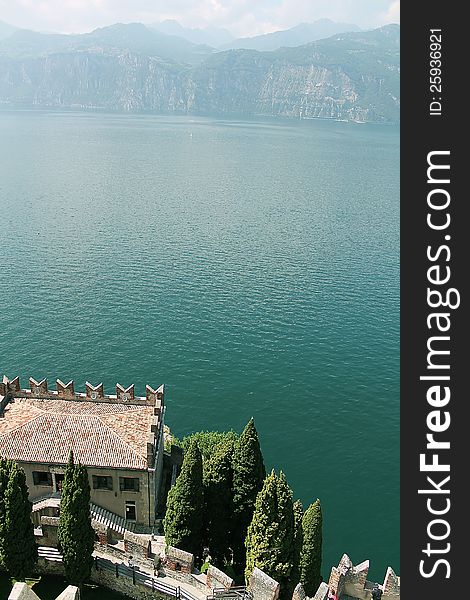 Ancient castle on the lake Garda in Italy