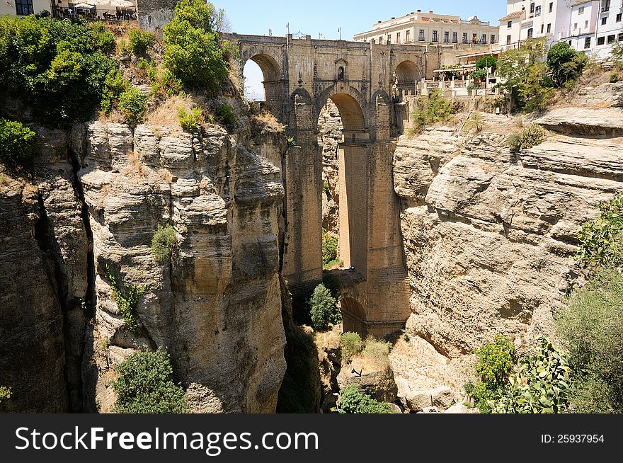 New bridge in Ronda, one of the famous white villages in MÃ¡laga, Andalusia, Spain. New bridge in Ronda, one of the famous white villages in MÃ¡laga, Andalusia, Spain