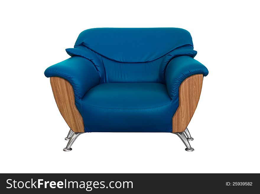 Modern blue sofa isolated on white background