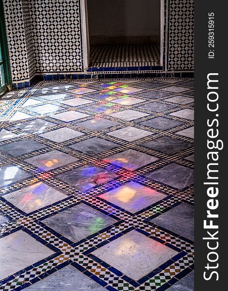 reflection of coloreful window on the floor