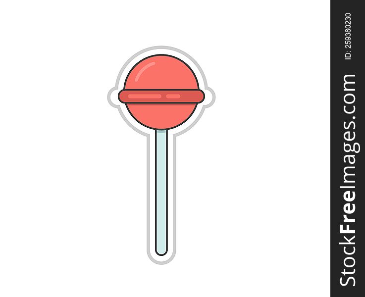 Lollipop Sticker. Cartoon Illustration Of Lollipop That Can Be Used For Sticker.