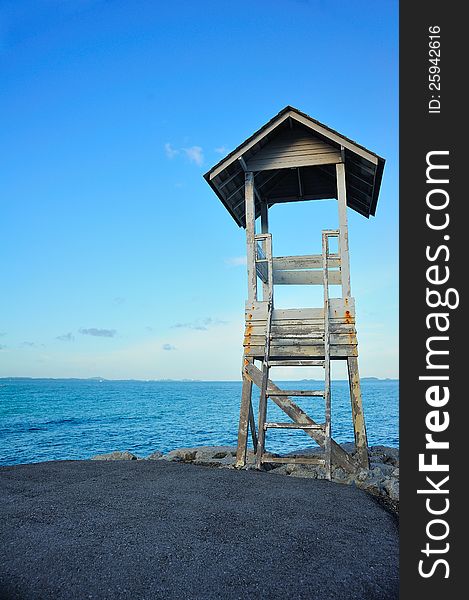 Coast guard tower in the coast of Rayong, Thailand. Coast guard tower in the coast of Rayong, Thailand.