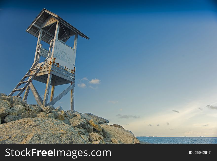 Coast guard tower in the coast of Rayong, Thailand. Coast guard tower in the coast of Rayong, Thailand.