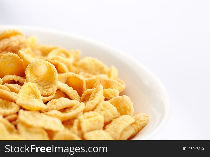 Close-up a bowl of cornflakes