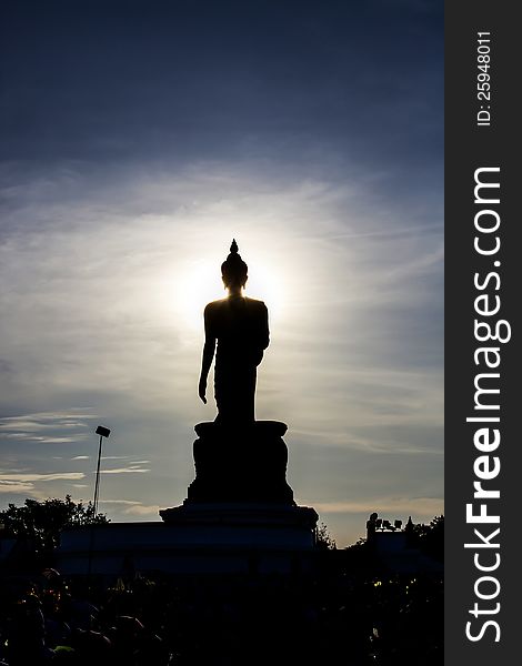 Silhouette of buddha statue Thailand. Silhouette of buddha statue Thailand