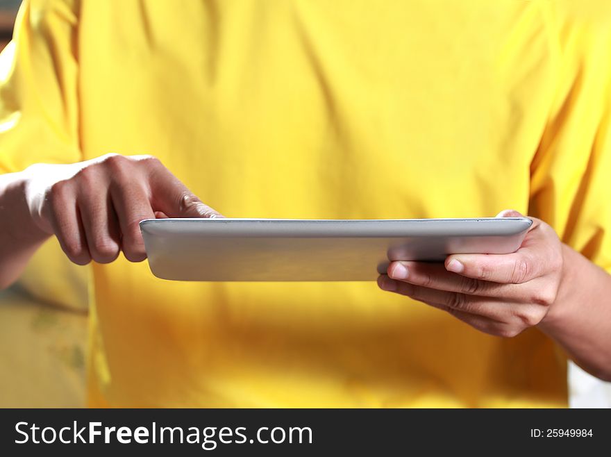 Man Using Digital Tablet
