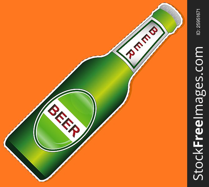 Beer bottle in unique style on an orange background