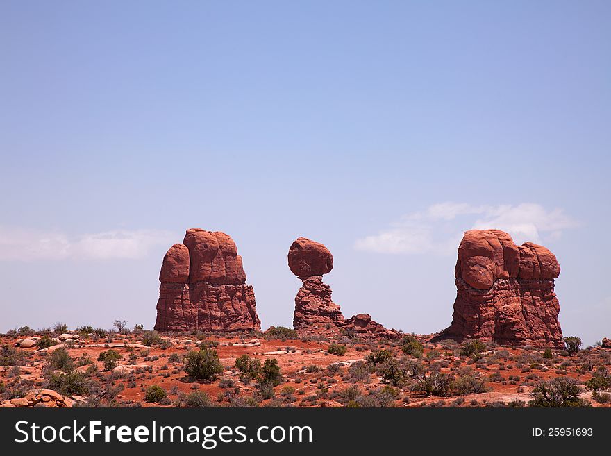 Scenic view at Arches National Park, Utah, USA in the daylight