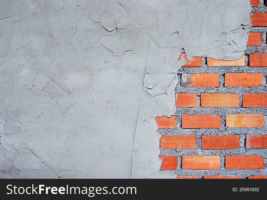 Clay brick wall used for construction work. Clay brick wall used for construction work