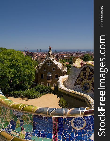 Guell park in Barcelona, Architecture by Gaudi
