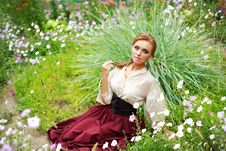 Fashion Girl Enjoying A Summer Day In Garden Royalty Free Stock Photography Fashion Girl Enjoying A Summer Day In Garden Royalty Free Stock Photography
