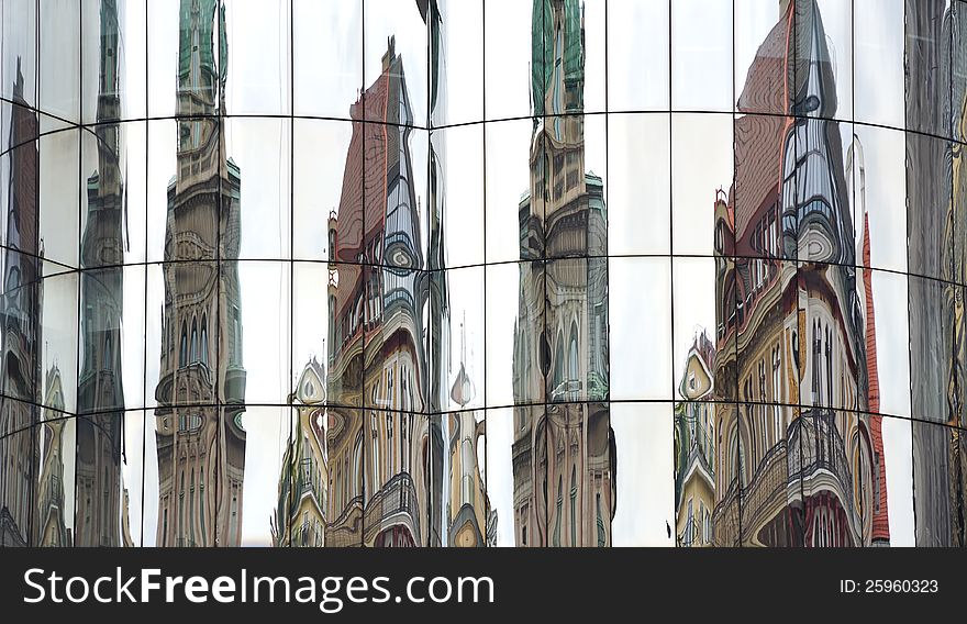 Old Architecture reflection on Modern Building in Vienna. Old Architecture reflection on Modern Building in Vienna