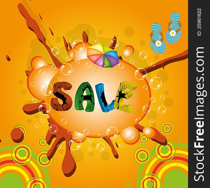 Colorful orange summer sale template. Colorful orange summer sale template