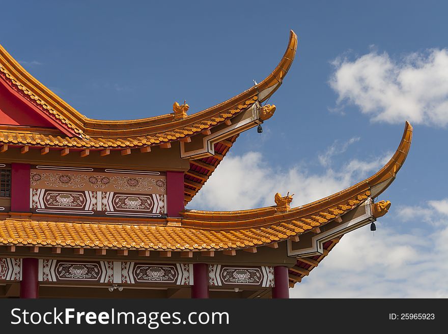 Roof and architectural details of Buddhist Temple
