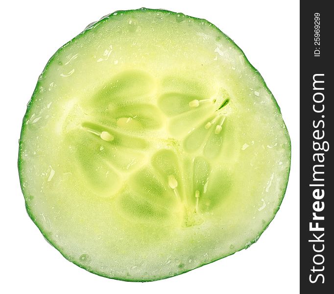 Cucumber circle portion isolated on a white background.