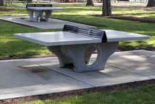 Cement Ping Pong Tables Royalty Free Stock Photos