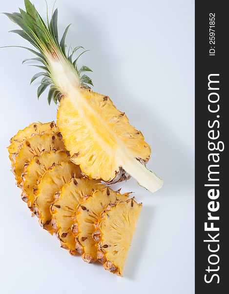 Pineapple section and slices