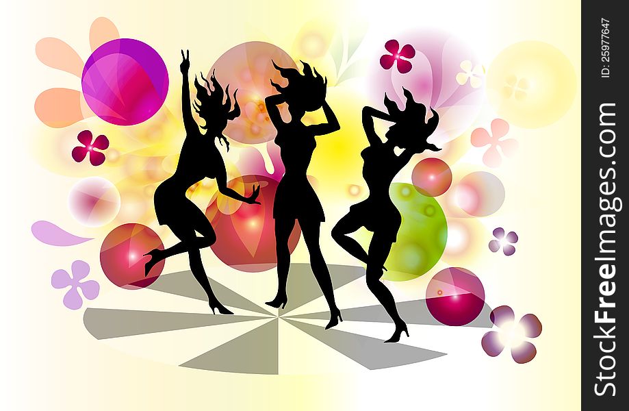 Disco party banner for your design. Silhouettes