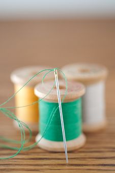 Spools Of Thread And Needle Stock Photography Spools Of Thread And Needle Stock Photography