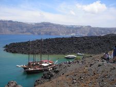 To The Volcano, Nea Kameni, Santorini Royalty Free Stock Photo To The Volcano, Nea Kameni, Santorini Royalty Free Stock Photo