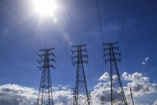 Backlight Power Transmission Tower Group Stock Photos Backlight Power Transmission Tower Group Stock Photos