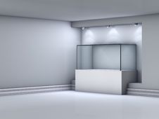 3d Glass Showcase And Niche With Spotlights Stock Photography