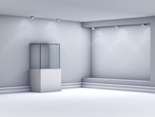 3d Glass Showcase And Niche With Spotlights Stock Photo