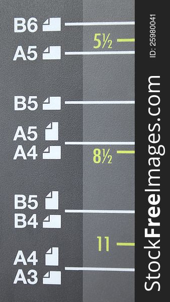 Paper size A3, A4, A5, B4, B5, B6 on laser copier