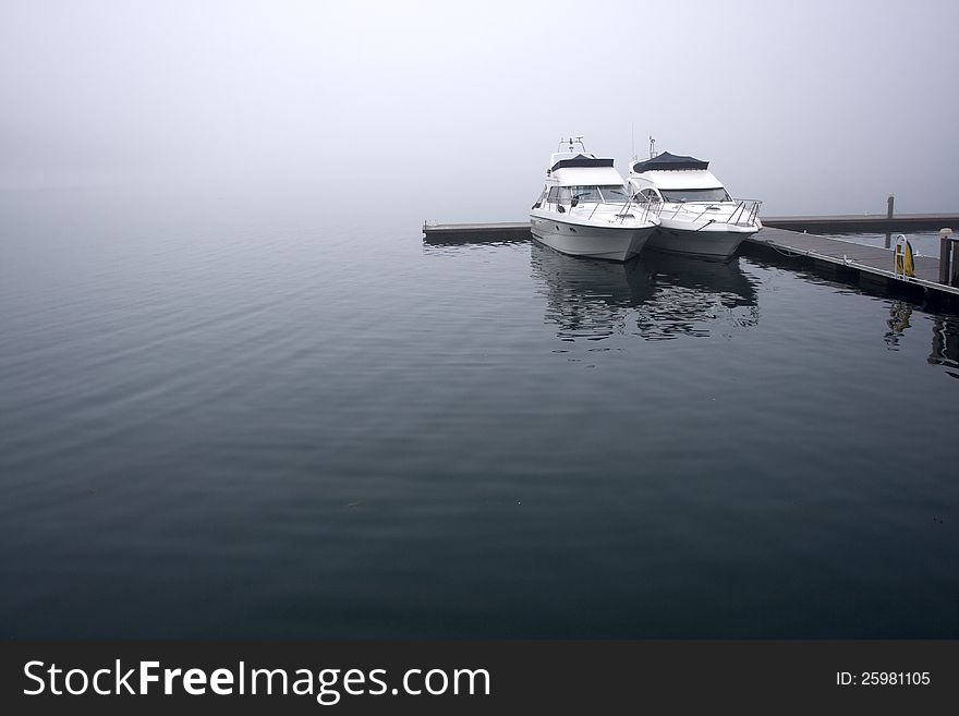 Boats in one foggy morning in Norway. Boats in one foggy morning in Norway