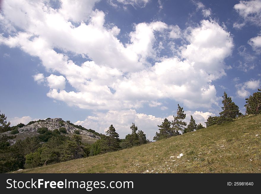 Mountain Crimea in Ukraine tops of the mountains against the sky