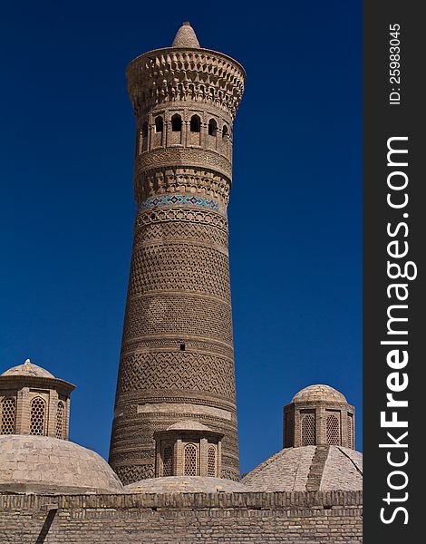Ancient Minaret in Bukhara, Uzbekistan. Landmark