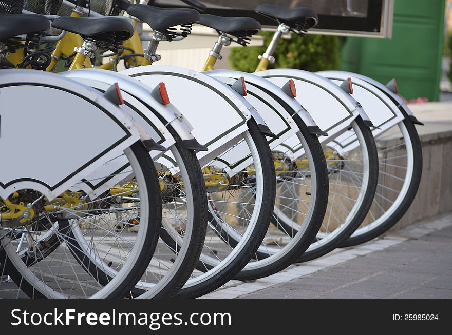 Several rental bicycles in Brasov, Romania