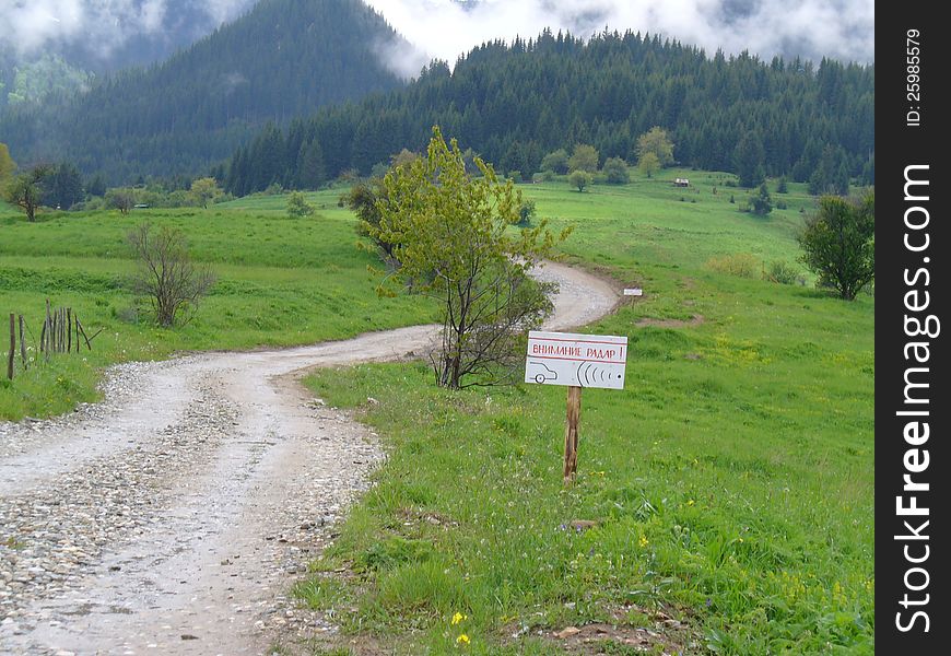 Road Sign, The Rhodopes, Bulgaria