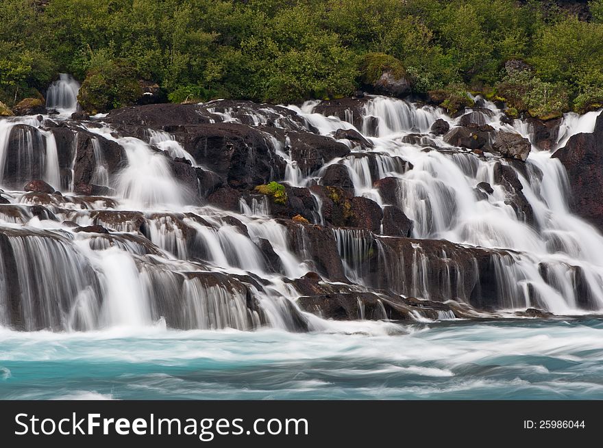 Wonderful Hraunfossar waterfalls in iceland