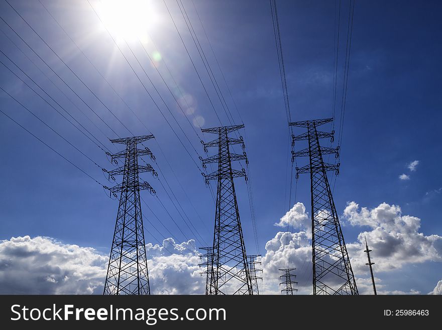 Power Transmission Tower  Group in the sunlight. Power Transmission Tower  Group in the sunlight