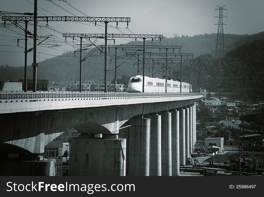 Supertrain  On Concrete Bridge