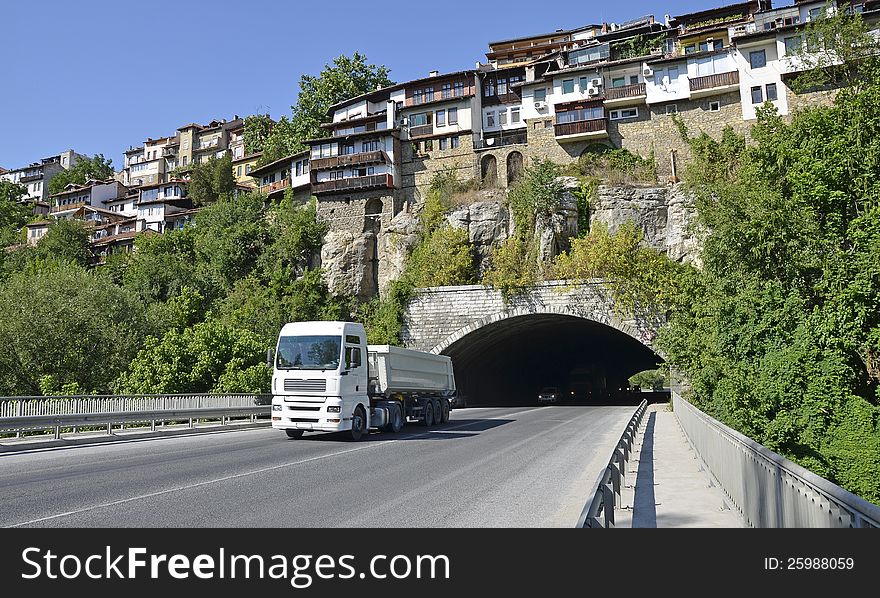 Yantra bridge and tunnel in Veliko Tarnovo in Bulgaria. Yantra bridge and tunnel in Veliko Tarnovo in Bulgaria