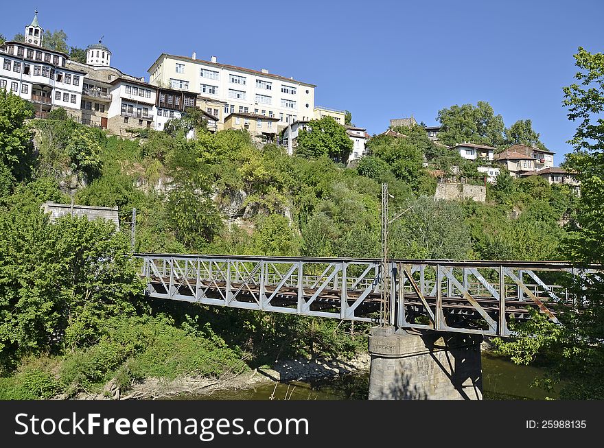 Yantra bridge and tunnel in Veliko Tarnovo in Bulgaria. Yantra bridge and tunnel in Veliko Tarnovo in Bulgaria