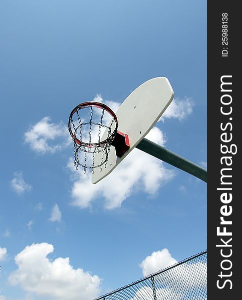 Basket and structure over a blue sky. Basket and structure over a blue sky