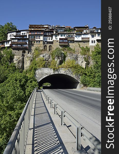 Yantra bridge and tunnel in Veliko Tarnovo in Bulgaria. Yantra bridge and tunnel in Veliko Tarnovo in Bulgaria
